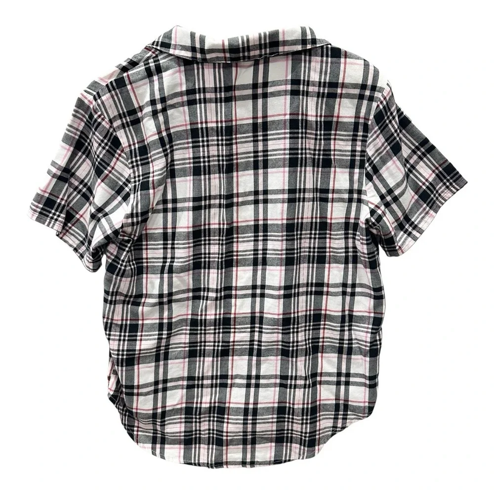 Victoria's Secret Flannel Short Sleeve Top Shorts Plaid PJ Set Sz S-M Pink/Black
